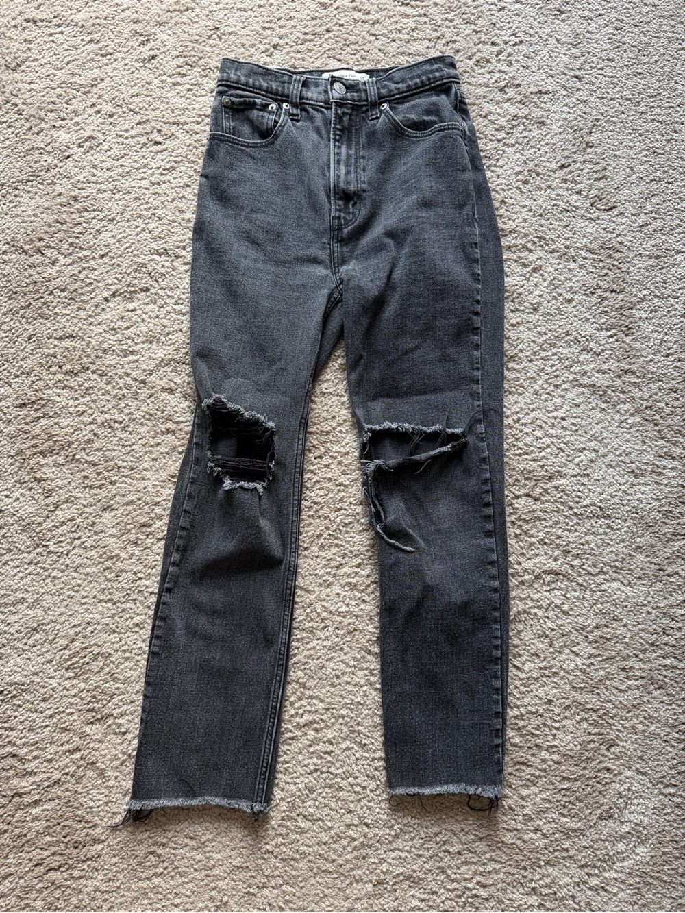 Abercrombie & Fitch The Ankle Straight Ultra High Rise Black Denim Jean 24/00